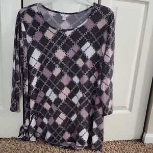 Cato Black and White Relaxed Graphic Tunic